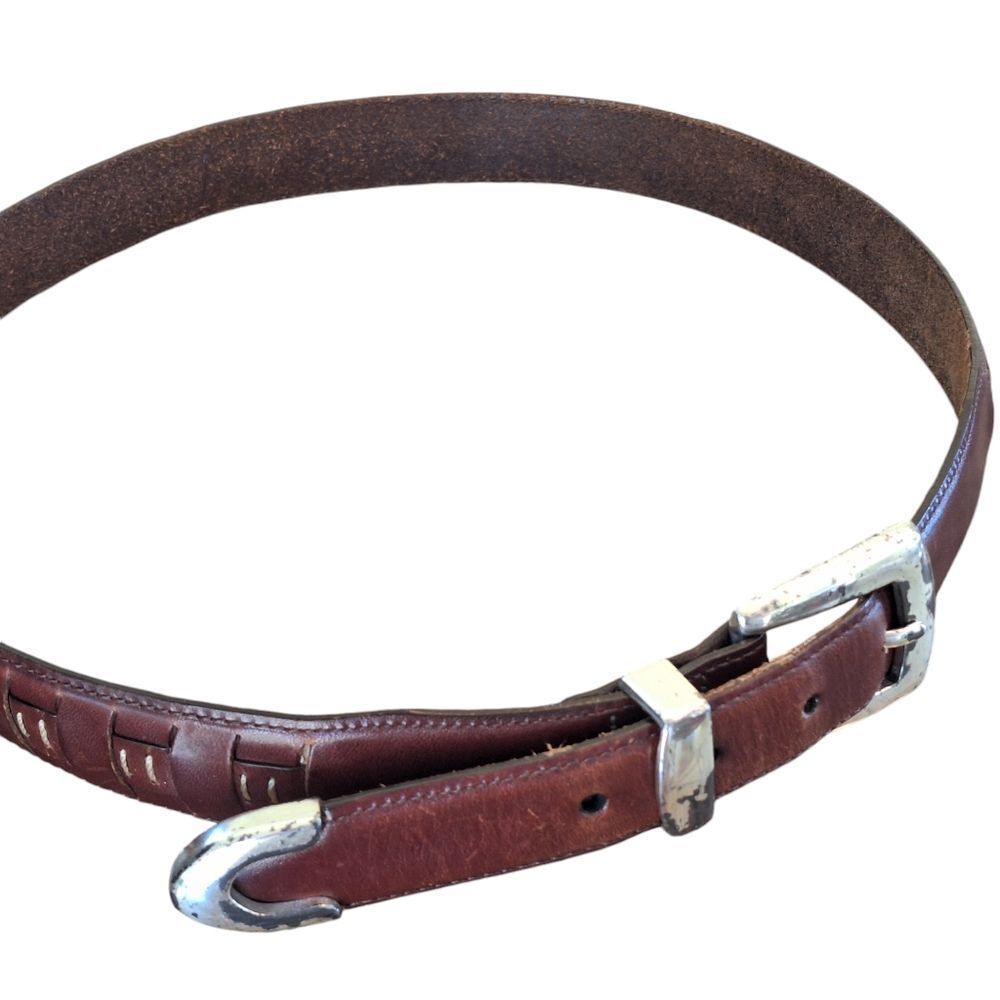 Onyx By Brighton Mens Leather Western Belt Brown Braided Size 36 M40365 Unisex